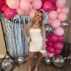 White Fox Disco Inferno Long Sleeve Mini Dress - Size S/M